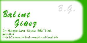 balint gipsz business card